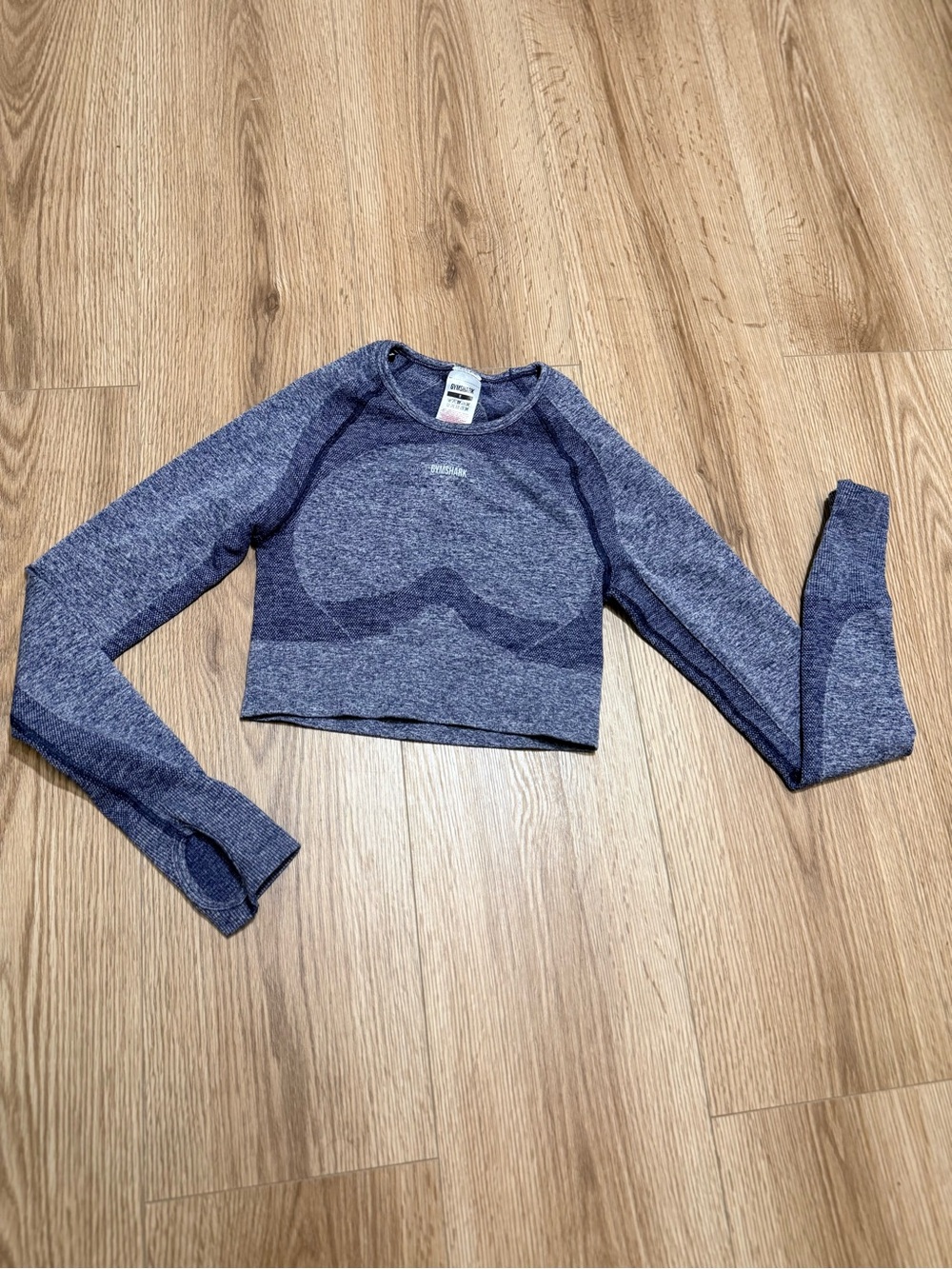 Gymshark Vital Seamless Long Sleeve Crop Top Women's S Blue Marl Thumbholes